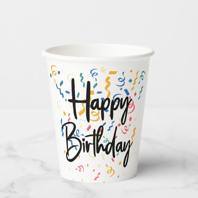 Vasos De Papel Feliz cumpleaños (Anverso)