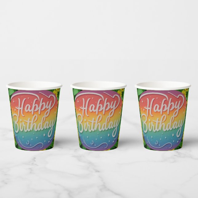 Vasos De Papel Feliz cumpleaños (Multi)