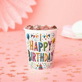 Vasos De Papel Feliz cumpleaños