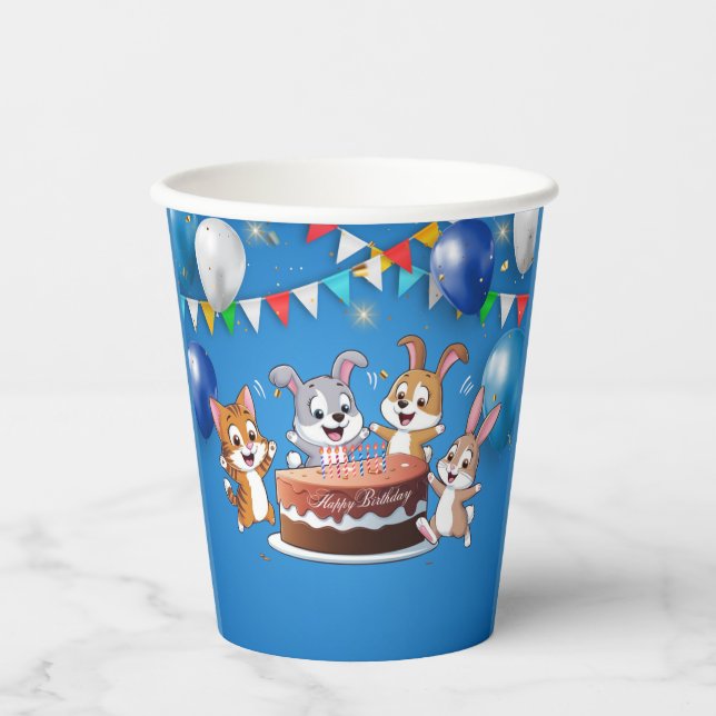 Vasos De Papel Feliz cumpleaños (Anverso)