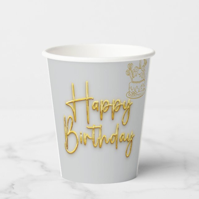 Vasos De Papel Feliz cumpleaños (Anverso)
