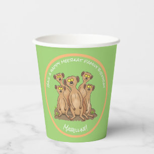 Vasos De Papel Feliz cumpleaños a la familia meerkat personalizad