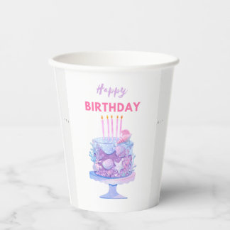 Vasos De Papel Feliz cumpleaños a la sirena