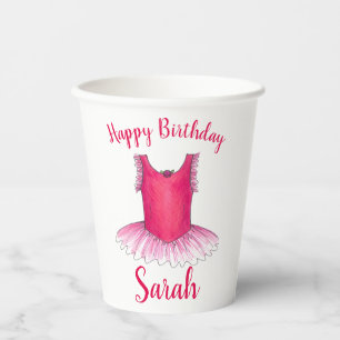 Vasos De Papel Feliz cumpleaños Ballet Rosa Dance Ballerina Tutu