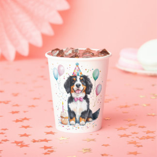 Vasos De Papel Feliz cumpleaños Bernese Mountain Dog