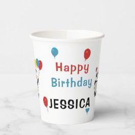 Vasos De Papel Feliz cumpleaños Cargo Panda blanco