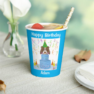 Vasos De Papel Feliz Cumpleaños Cavalier King Charles Spaniel Nom