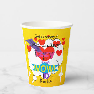 Vasos De Papel Feliz cumpleaños Comic Book Look Cups de papel