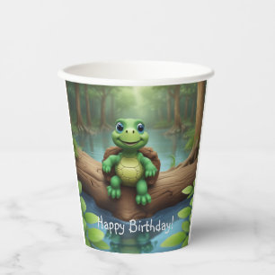 Vasos De Papel Feliz cumpleaños de la tortuga