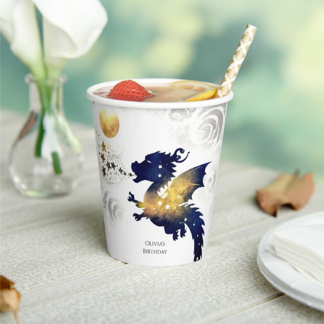 Vasos De Papel Feliz cumpleaños de Pastel Dragon (in situ)