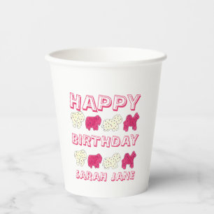Vasos De Papel Feliz cumpleaños Fiesta Circo Rosa Crackers animal