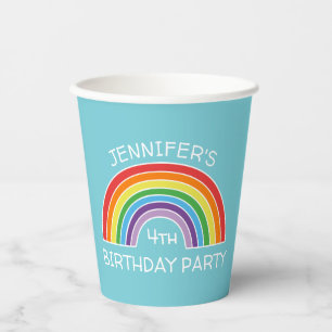 Vasos De Papel Feliz cumpleaños Fiesta de Chicas arcoiris persona