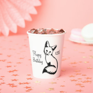 Vasos De Papel Feliz cumpleaños Fox w Age