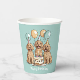 Vasos De Papel Feliz cumpleaños Goldendoodle Dogs