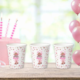 Vasos De Papel Feliz cumpleaños hermosa chica rosa linda occident