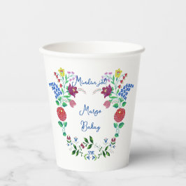 Vasos De Papel Feliz cumpleaños Kalocsai Flower Folk Art