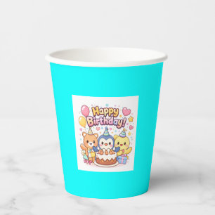 Vasos De Papel Feliz Cumpleaños Kawaii para Todas las Edades