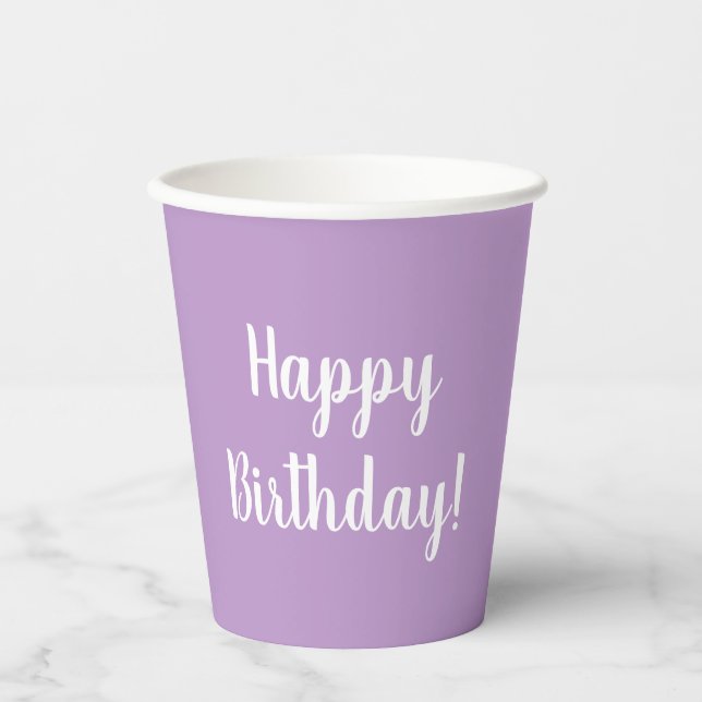 Vasos De Papel Feliz cumpleaños Lilac Purple Birthday Party (Anverso)