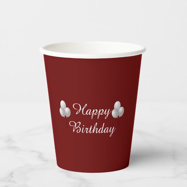 Vasos De Papel Feliz cumpleaños Mug con globos (Anverso)