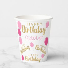 Vasos De Papel Feliz cumpleaños Octubre Cumpleaños Copa de Papel