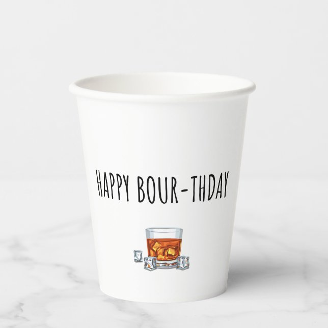 Vasos De Papel Feliz cumpleaños para los amantes del borbono (Anverso)
