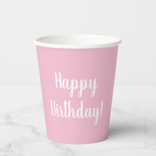 Vasos De Papel Feliz cumpleaños Pastel Pink