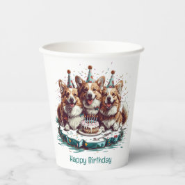Vasos De Papel Feliz cumpleaños Pembroke Welsh Corgi Dogs