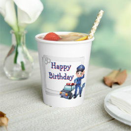 Vasos De Papel Feliz Cumpleaños Policía 