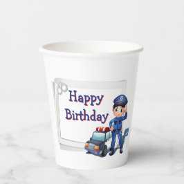 Vasos De Papel Feliz Cumpleaños Policía 