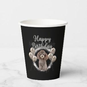 Vasos De Papel Feliz cumpleaños Poodle