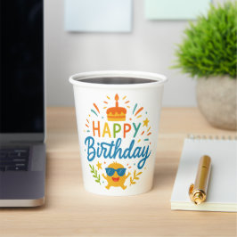 Vasos De Papel Feliz Cumpleaños | Taza de papel para fiesta solea