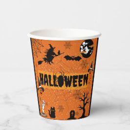 VASOS DE PAPEL FELIZ CUPS DE PAPEL DE HALLOWEEN (NARANJA)