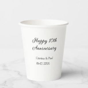 Vasos De Papel Feliz décimo aniversario simple nombre mínimo de b