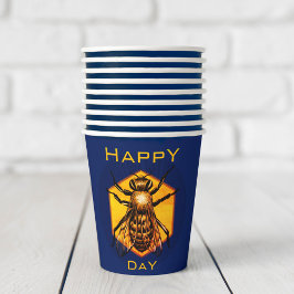 Vasos De Papel Feliz Día B Nacimiento de la Abeja de la miel de l