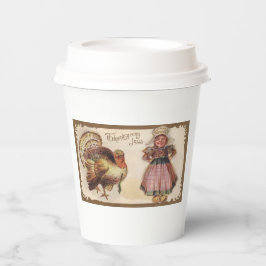 Vasos De Papel Feliz Día de Acción de Gracias a Turquía Vintage