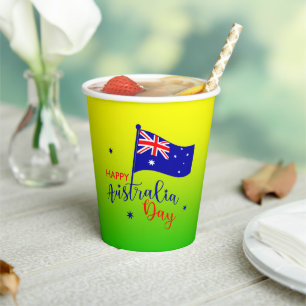 Vasos De Papel Feliz Día de Australia Bandera Verde Oro