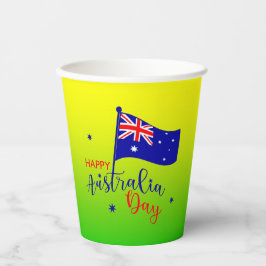 Vasos De Papel Feliz Día de Australia Bandera Verde Oro