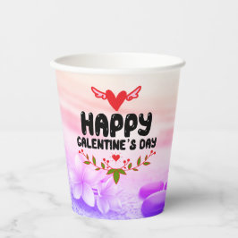Vasos De Papel Feliz Día de Galentine Fiesta de Corazón Rojo y Al