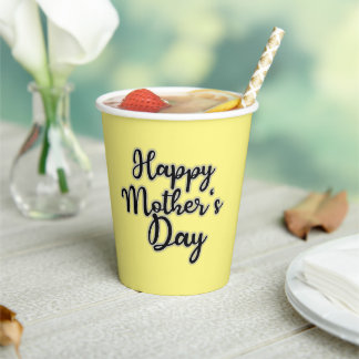 Vasos De Papel Feliz Día de la Madre Amarillo