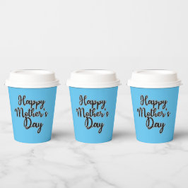 Vasos De Papel Feliz Día de la Madre Azul