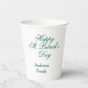 Vasos De Papel Feliz día de San Patricio nombre de familia verde 