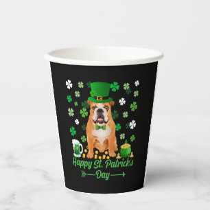 Vasos De Papel Feliz Día de San Patricio Orgulloso Bulldog Irland