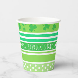 Vasos De Papel Feliz día de San Patricio Rayas Verdes