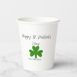 Vasos De Papel Feliz día de San Patricio trébol verde nombre