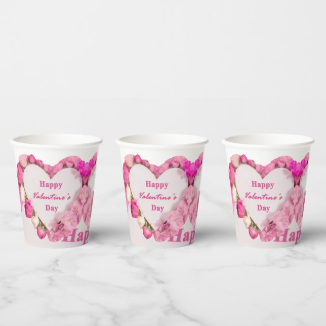 Vasos De Papel Feliz día de San Valentín (Multi)