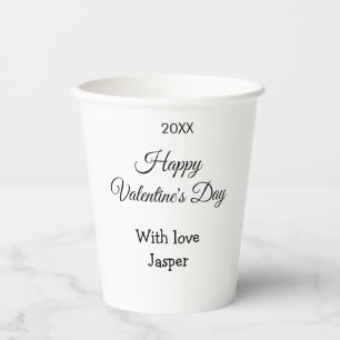 Vasos De Papel Feliz día de San Valentín nombre amor simple año e