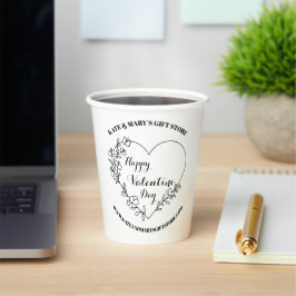 Vasos De Papel Feliz Día de San Valentín Nombre del Negocio Sitio