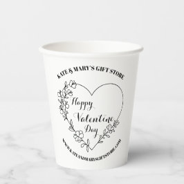 Vasos De Papel Feliz Día de San Valentín Nombre del Negocio Sitio
