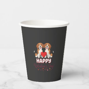 Vasos De Papel Feliz día de San Valentín pareja de Beagle