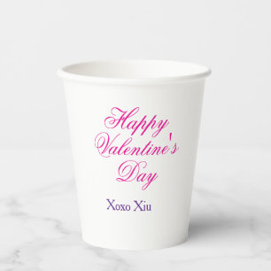 Vasos De Papel Feliz día de San Valentín rosa morado xoxo amor no